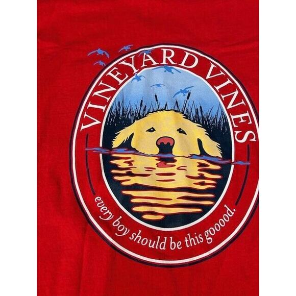 Vineyard Vines Mens Good Boy Long-Sleeve Pocket Tee Shirt Graphic Print Red M - Picture 4 of 9